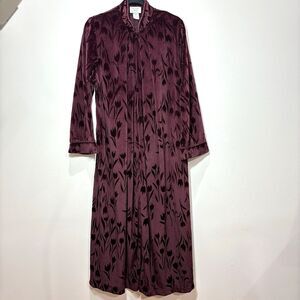 Jasmine Rose Women Floral Velvet Robe Burgundy Red S Nightgown Velour Cozy Hygge